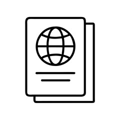 passport icon, world tourism day line art, tourism icon - simple black line art icon of passport, for world tourism daycelebrations. tourism vector art.