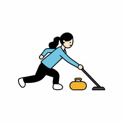  a girl is playing curling