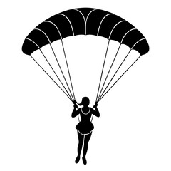 silhouette of a person with parachute paragliding