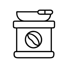coffee bean grinder icon, coffee day line art, coffee day icon - simple black line art icon of coffee bean grinder, symbolizing coffee day celebrations. coffee day vector art.