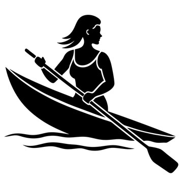 woman kayaking black silhouette on water clip art preview
