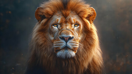 Fototapeta premium Majestic Lion Portrait - Close-up of a Lion's Face