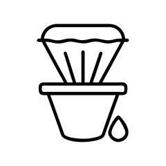 coffee filter icon, coffee day line art, coffee day icon - simple black line art icon of coffee filter, symbolizing coffee day celebrations. coffee day vector art.