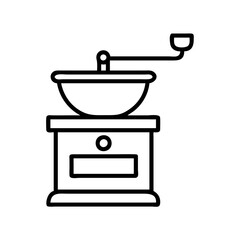 coffee grinder icon, coffee day line art, coffee day icon - simple black line art icon of coffee grinder, symbolizing coffee day celebrations. coffee day vector art.