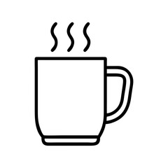 coffee mug with steam icon, coffee day line art, coffee day icon - simple black line art icon of coffee mug with steam, symbolizing coffee day celebrations. coffee day vector art.