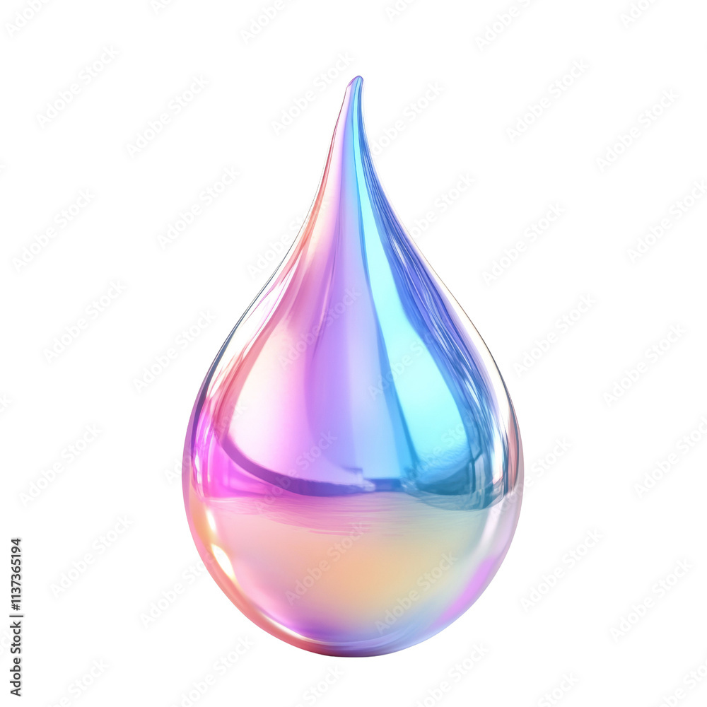 Aufkleber gradient water drop 3d holographic icon on transparent background