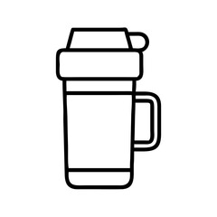 coffee thermos icon, coffee day line art, coffee day icon - simple black line art icon of coffee thermos, symbolizing coffee day celebrations. coffee day vector art.