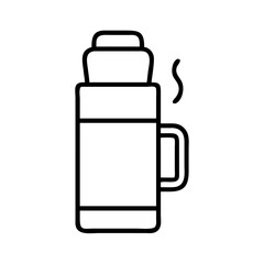 coffee thermos icon, coffee day line art, coffee day icon - simple black line art icon of coffee thermos, symbolizing coffee day celebrations. coffee day vector art.