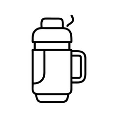 coffee thermos icon, coffee day line art, coffee day icon - simple black line art icon of coffee thermos, symbolizing coffee day celebrations. coffee day vector art.