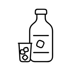cold brew bottle icon, coffee day line art, coffee day icon - simple black line art icon of cold brew bottle, symbolizing coffee day celebrations. coffee day vector art.