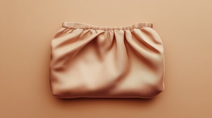Brown fabric pouch on a neutral background