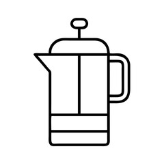 Obraz premium french press icon, coffee day line art, coffee day icon - simple black line art icon of french press, symbolizing coffee day celebrations. coffee day vector art.