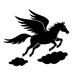 silhouette of a horse flying