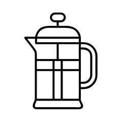 french press icon, coffee day line art, coffee day icon - simple black line art icon of french press, symbolizing coffee day celebrations. coffee day vector art.