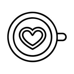 heart shaped latte art icon, coffee day line art, coffee day icon - simple black line art icon of heart shaped latte art, symbolizing coffee day celebrations. coffee day vector art.