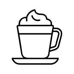 mocha cup icon, coffee day line art, coffee day icon - simple black line art icon of mocha cup, symbolizing coffee day celebrations. coffee day vector art.