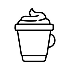 mocha cup icon, coffee day line art, coffee day icon - simple black line art icon of mocha cup, symbolizing coffee day celebrations. coffee day vector art.