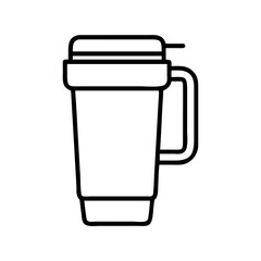 travel mug icon, coffee day line art, coffee day icon - simple black line art icon of travel mug, symbolizing coffee day celebrations. coffee day vector art.