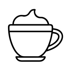 Obraz premium cappuccino cup icon, coffee day line art, coffee day icon - simple black line art icon of cappuccino cup, symbolizing coffee day celebrations. coffee day vector art.