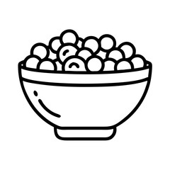 bowl of lentils icon, vegetarian day line art, vegetarian icon - simple black line art icon of bowl of lentils, or vegetarian day celebrations. vegetarian day vector art.