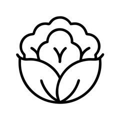cauliflower icon, vegetarian day line art, vegetarian icon - simple black line art icon of cauliflower, or vegetarian day celebrations. vegetarian day vector art.
