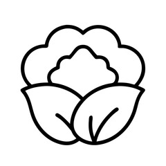 cauliflower icon, vegetarian day line art, vegetarian icon - simple black line art icon of cauliflower, or vegetarian day celebrations. vegetarian day vector art.