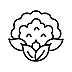 cauliflower icon, vegetarian day line art, vegetarian icon - simple black line art icon of cauliflower, or vegetarian day celebrations. vegetarian day vector art.