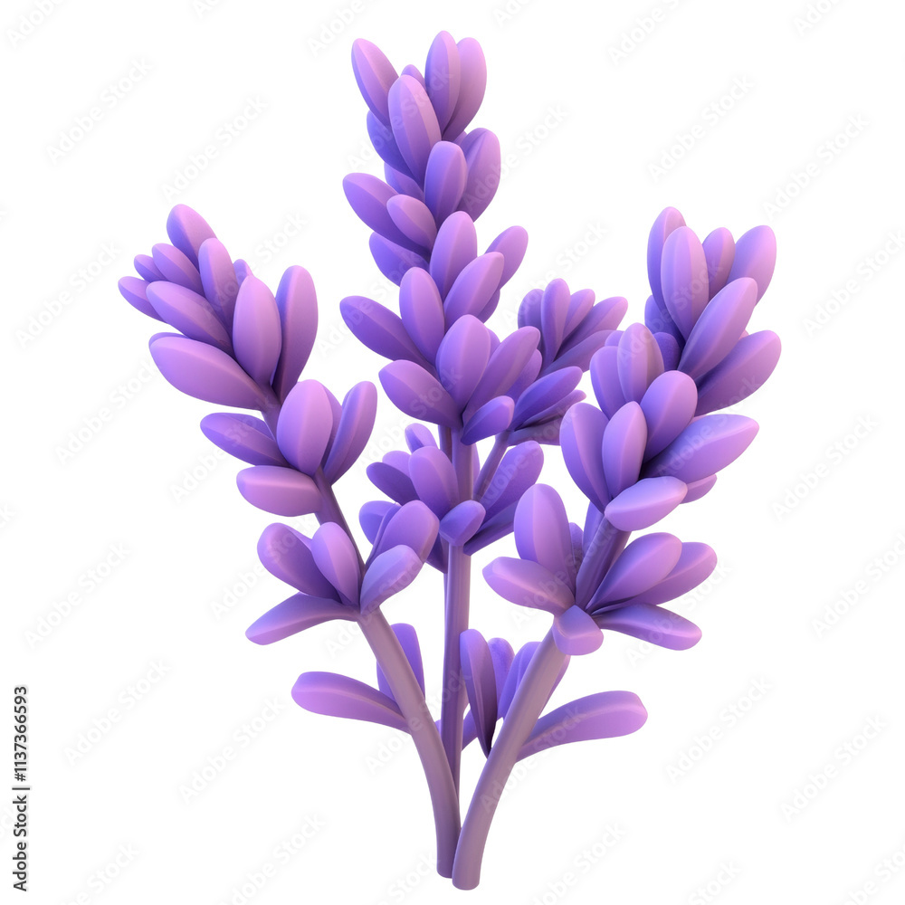 Poster 3d rendering lavender icon cartoon style isolated on transparent background