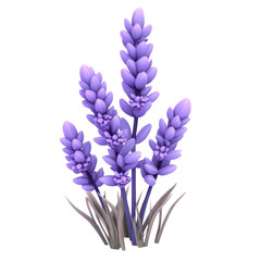 Obraz premium 3d rendering lavender icon cartoon style isolated on transparent background
