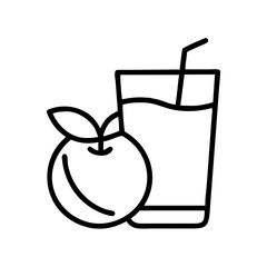 fresh juice icon, vegetarian day line art, vegetarian icon - simple black line art icon of fresh juice, or vegetarian day celebrations. vegetarian day vector art.