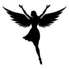 silhouette of angel flying 