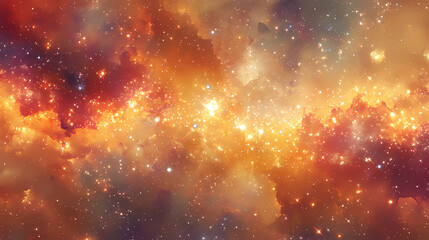 Fototapeta premium Ethereal celestial glow on a soft golden twinkle background, radiant aura, heavenly ambiance. Twinkle. Illustration