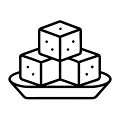 tofu cubes icon, vegetarian day line art, vegetarian icon - simple black line art icon of tofu cubes, or vegetarian day celebrations. vegetarian day vector art.