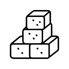 tofu cubes icon, vegetarian day line art, vegetarian icon - simple black line art icon of tofu cubes, or vegetarian day celebrations. vegetarian day vector art.