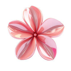 3d rendered pink plumeria frangipani flower icon isolated on transparent background