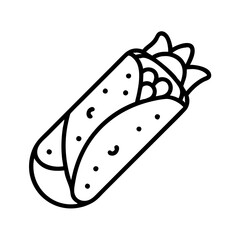 veggie wrap icon, vegetarian day line art, vegetarian icon - simple black line art icon of veggie wrap, or vegetarian day celebrations. vegetarian day vector art.