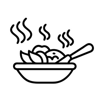 steaming bowl of food with spoon clip art preview