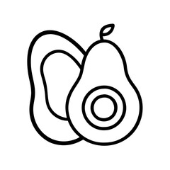 avocado icon, vegetarian day line art, vegetarian icon - simple black line art icon of avocado, or vegetarian day celebrations. vegetarian day vector art.