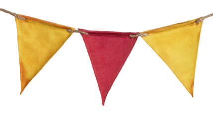 Red and Yellow Bunting Banner on transparent Background