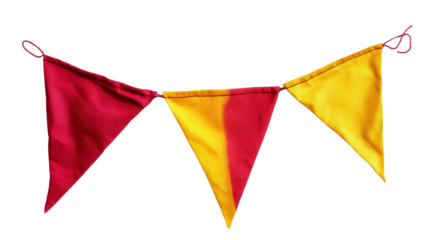 Red and Yellow Bunting Banner on transparent Background