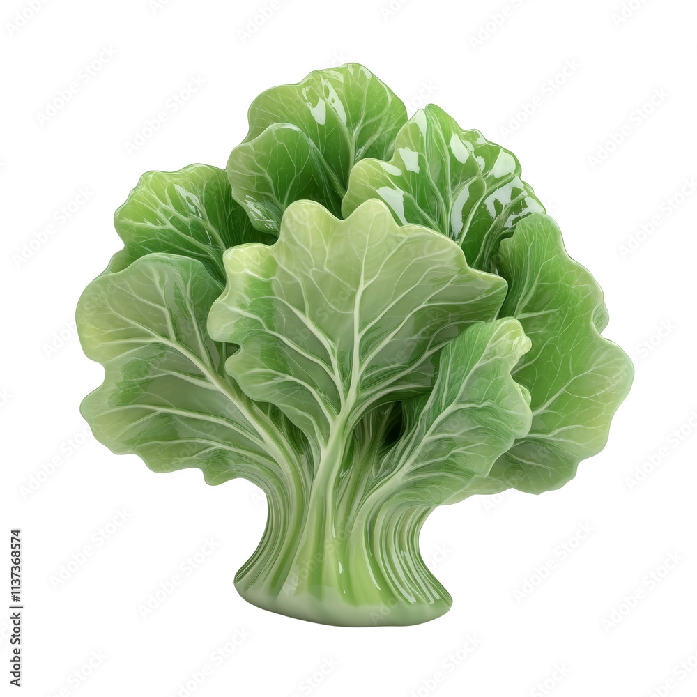 Poster 3d rendered fresh green cabbage isolated on transparent background