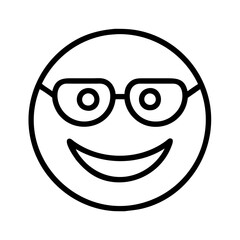 happy face emoji with glasses icon, teachers’ day line art, teachers day icon - simple black line art icon of happy face emoji with glasses, for teachers’ day celebrations. teachers day vector art.