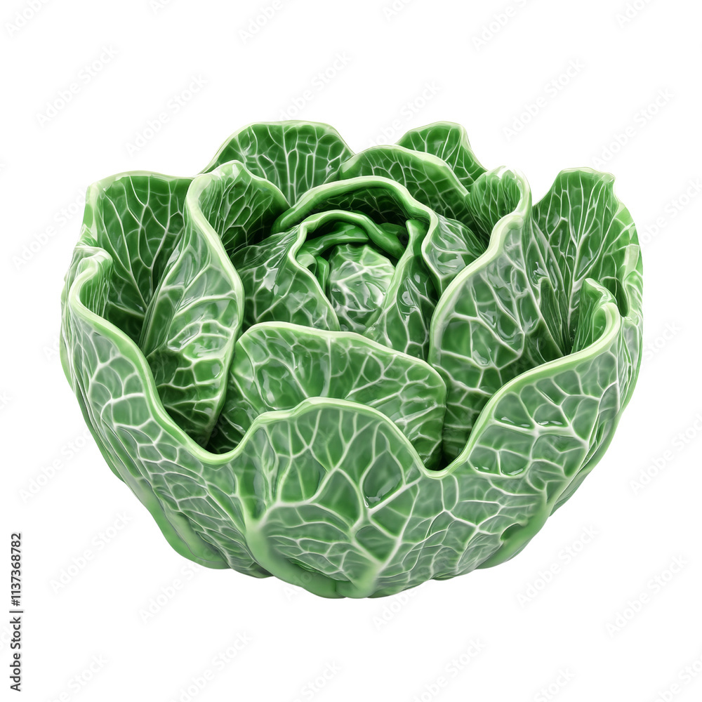 Poster 3d rendered fresh green cabbage isolated on transparent background