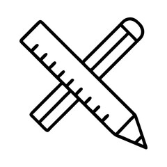 pencil and ruler icon, teachers’ day line art, teachers day icon - simple black line art icon of pencil and ruler, for teachers’ day celebrations. teachers day vector art.