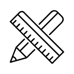 pencil and ruler icon, teachers’ day line art, teachers day icon - simple black line art icon of pencil and ruler, for teachers’ day celebrations. teachers day vector art.