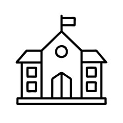 school building icon, teachers’ day line art, teachers day icon - simple black line art icon of school building, for teachers’ day celebrations. teachers day vector art.