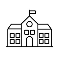 school building icon, teachers’ day line art, teachers day icon - simple black line art icon of school building, for teachers’ day celebrations. teachers day vector art.
