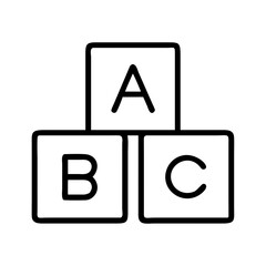 alphabet blocks icon, teachers’ day line art, teachers day icon - simple black line art icon of alphabet blocks, for teachers’ day celebrations. teachers day vector art.