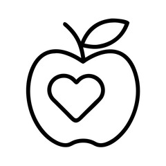 apple with a heart icon, teachers’ day line art, teachers day icon - simple black line art icon of apple with a heart, for teachers’ day celebrations. teachers day vector art.