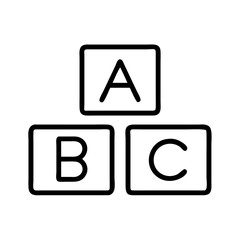 alphabet blocks icon, teachers’ day line art, teachers day icon - simple black line art icon of alphabet blocks, for teachers’ day celebrations. teachers day vector art.